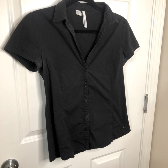 MNG black short sleeve dress shirt - Picture 2 of 12
